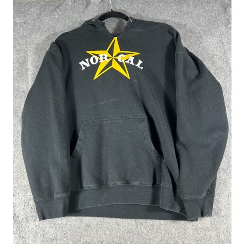 VTG Y2K Nor Cal Star Graphic Sweatshirt Hoodie Men Medium Black Skate Streetwear